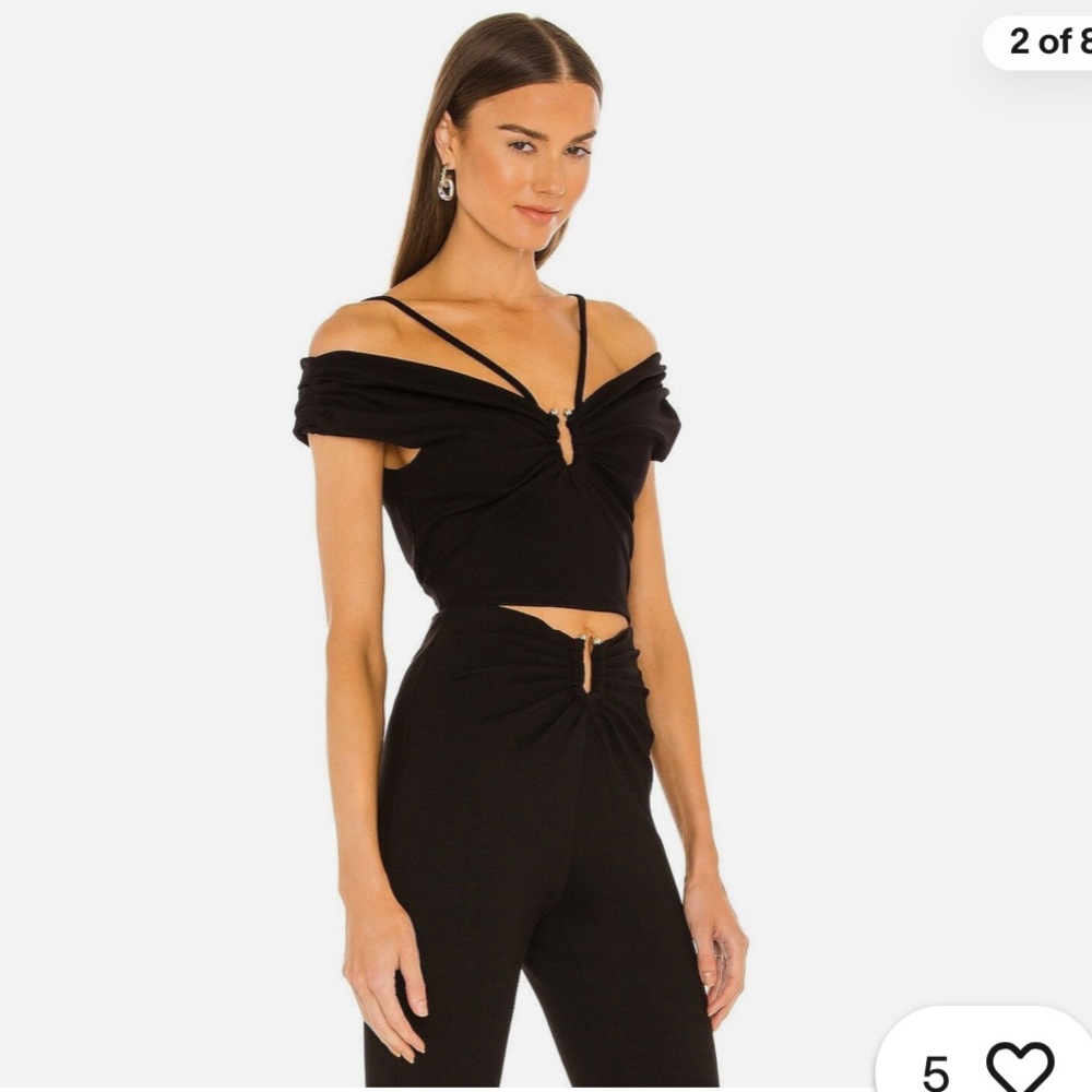 Nicholas Jeena Off-the-Shoulder U-Bar Black Crop Top Size 4